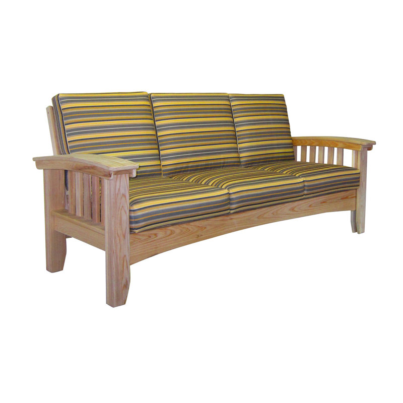 Calla 79'' Wide Patio Sofa with Cushions, White, Foster Metallic Stripe