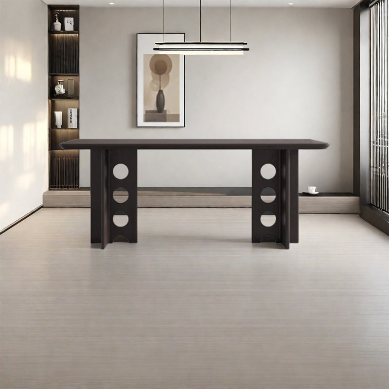 Table de salle à manger Thick, H 29,5 po x L 62,9 po x l 31,4 po, Noir, Noir