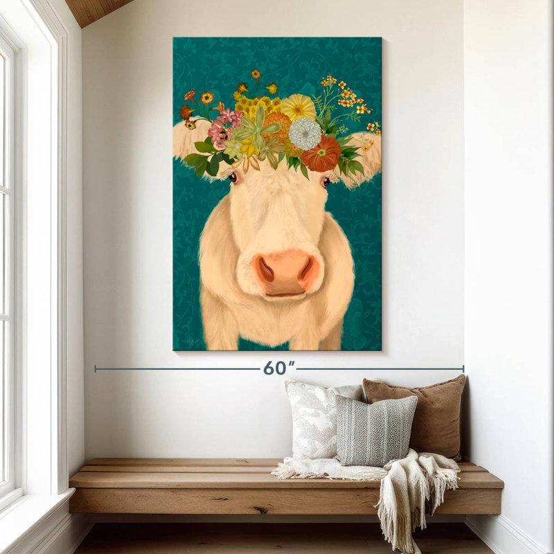 Vache Brampt crème bohémien I, H 51 po x l 34 po