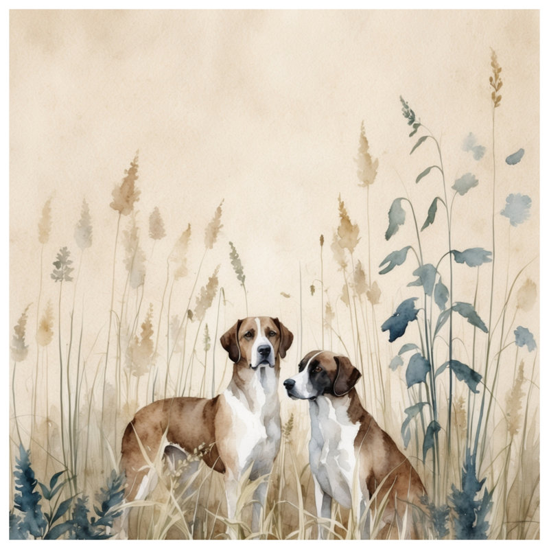 Deux chiens dans des couvertures en gazon, L 50 po x H 60 po