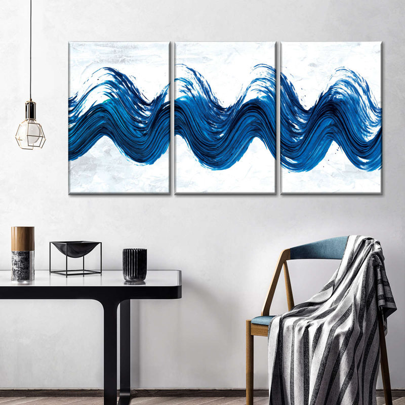 Dynamic Abstract Wave Abstract Multi Piece Canvas Print On Canvas 3 Pieces by Daniel P Set, 39" H x 80" W