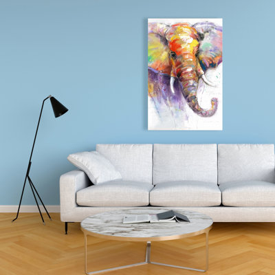 «Beautiful and Colorful Elephant - Mauve», art sur toile
