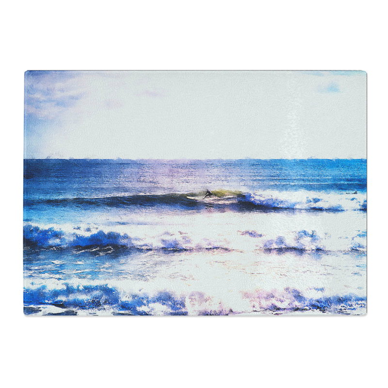 Tempered Glass Surfing in Rhode Island Chopping Board, 20 cm x 28.5 cm