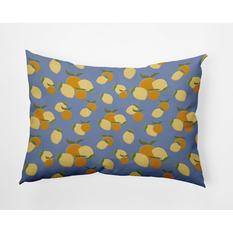  Housse de coussin rectangulaire en polyester, Bleu acier / jaune clair / orange