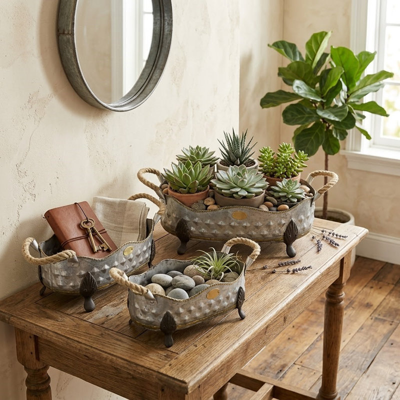 Ensemble de pots à fleurs en métal 3 pièces Jaworski