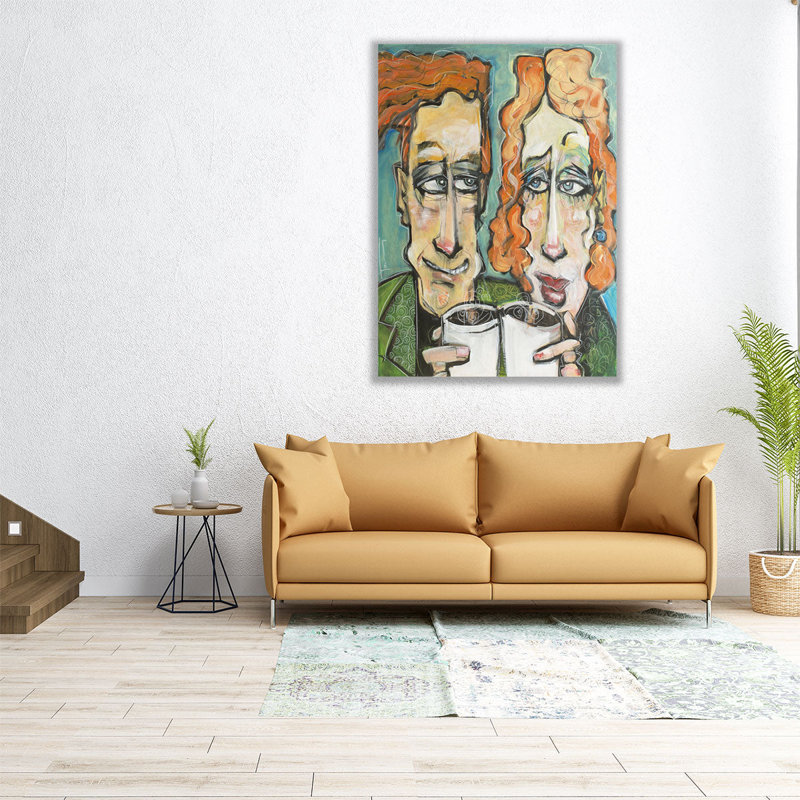 «Coffee Date 2», reproduction d'art sur toile, H 24 po x l 18 po