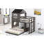 Lit mezzanine gris antique avec maisonnette, lit simple en bois sur lit double, barrières de sécurité et structure en bois de pin massif, lit de jeu avec capacité de charge de 400 / 600lbs en gris, lit double et barrières de sécurité,-1160302658