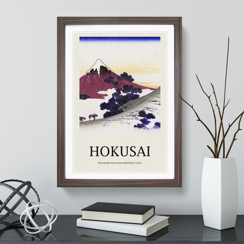 Inume Pass in the Kai Province by Katsushika Hokusai - Picture Frame Art Prints, Walnut Framed Framed