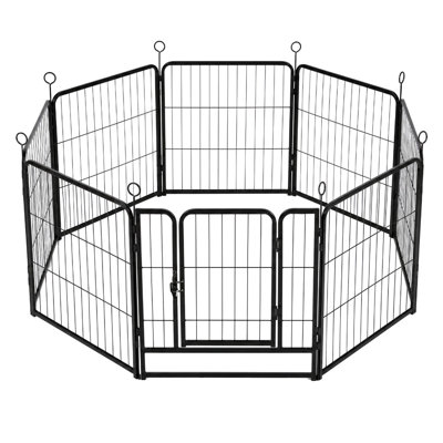 Dog Pen 8 Pcs Steel 60cm Foldable Indoor Outdoor Pet Enclosure Black