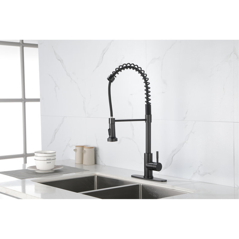 Kitchen Faucet With 360 Rotating Nozzle - Stainless Steel, Matte Black, Pull-Out Spray, Material Steel In Black Rotation, Rust Surface
