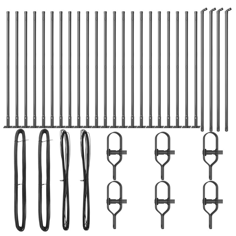 Vidaxl Fence Posts With Base Plates 26 Pcs Diameter32mm Galvanised Steel, Grey, 50cm H x 3.2cm W