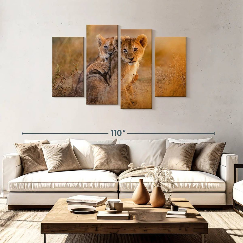 Brampt Adorable Lion Cubs, 48"H x 75"W