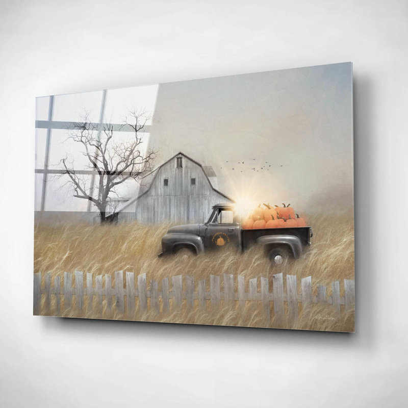 «Fall Pumpkin Harvest» par Lori Deiter, art mural en verre acrylique, H 12 po x l 16 po x P 0,13 po