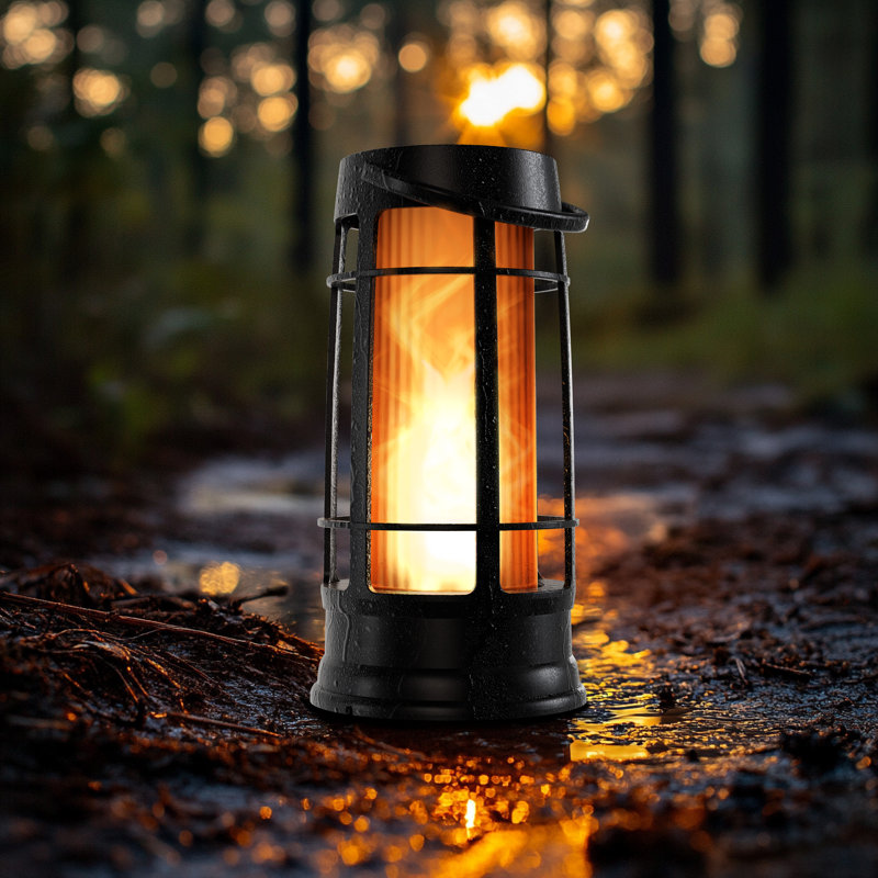FoxFlame Metal Solar Lanterns Outdoor Waterproof, Patented Fire Effect, 1pk, 1 Pack