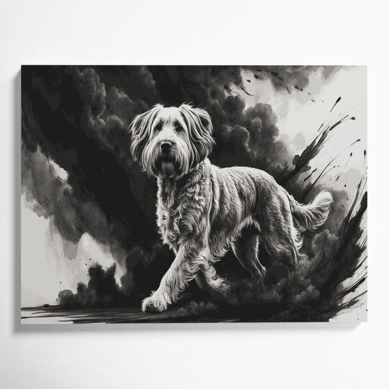 «Dogs Briard Gray», art mural sur toile, 24" H x 36" W