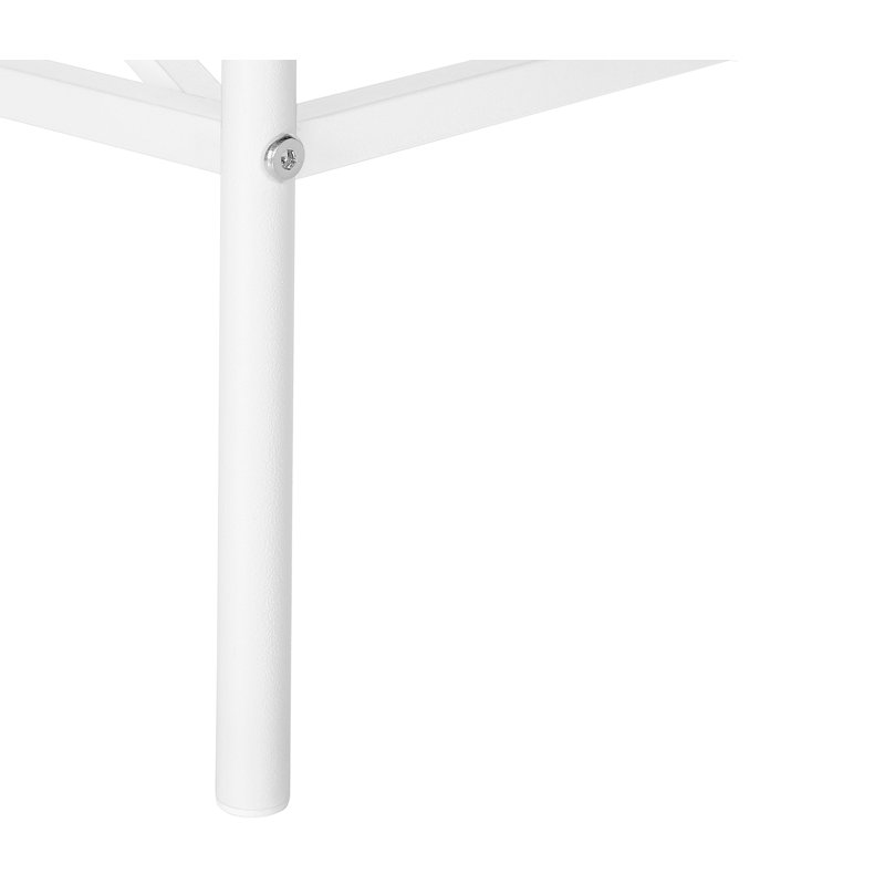 Table d'appoint, côté, bout, étroit, petit, 2 niveaux, stratifié blanc, métal blanc, contemporain, moderne