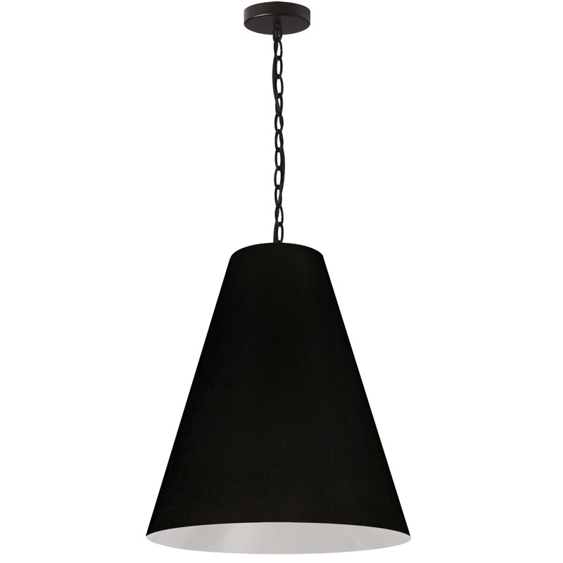 Luminaire suspendu conique à 1 lumière Ambrosio, H 18 po x l 20 po x P 20 po, Noir, Noir mat