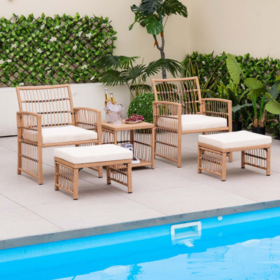 Amiaya 5 Piece Sofa Seating Group with Cushions