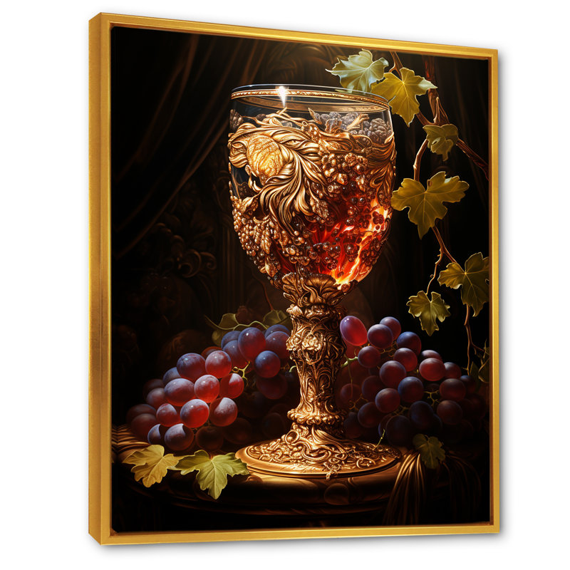 Judaïsme Kiddushs Glow II sur impression sur toile, Cadre flottant doré, H 40 po x l 30 po x P 1,5 po