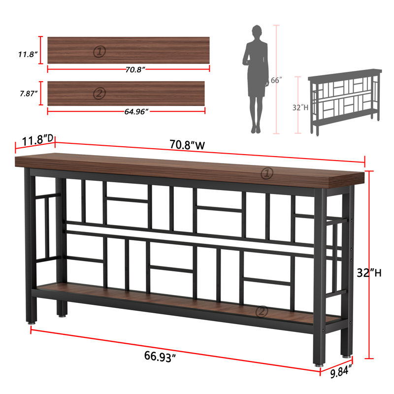 Entryway Table,Narrow Couch Table Behind Sofa,Entry Way Console Tables for Living Room,Foyer,Hallway,Unique Design,Brown