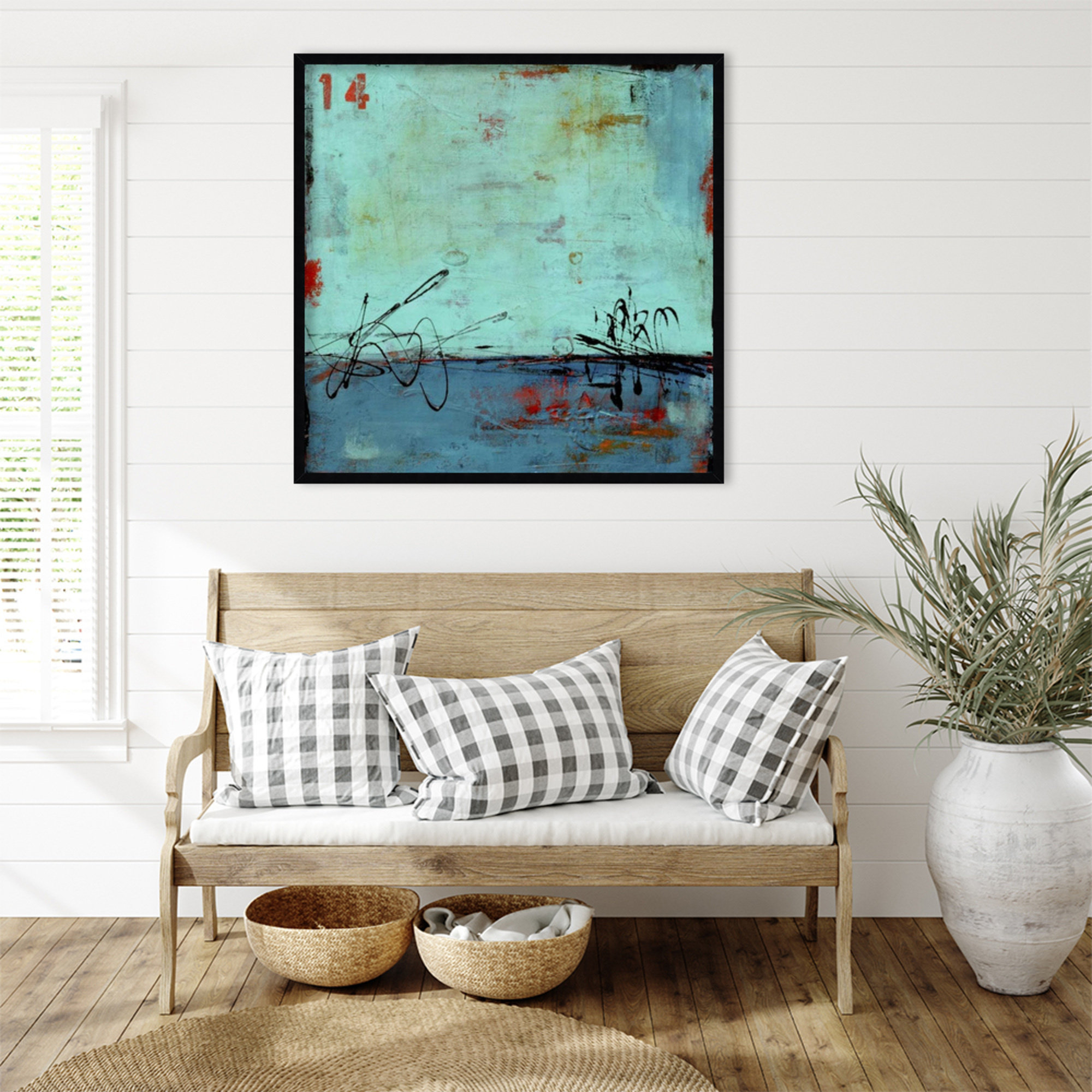 Blue Bay Marina II by Mauro Wood Framed Wall Art Print, 33" H x 33" W, Black