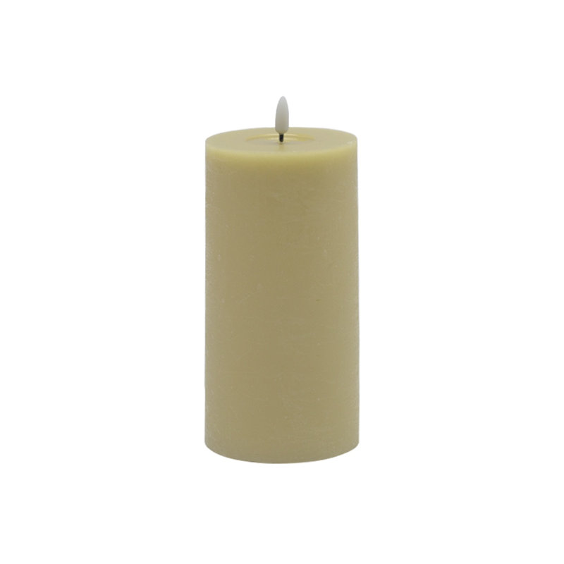 Grande bougie colonne sans flamme champagne, Jaune