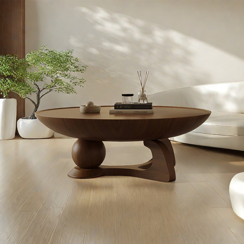 Modern simple round coffee table, 14.6"H x 35.4"L x 35.4"W