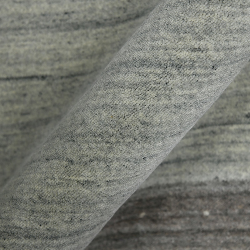 Handcrafted Minimalist Gray Stripe Wool-Viscose Blend Accent Rug