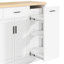 Îlot de cuisine bicolore élégant avec poubelle escamotable dissimulée, étagère à épices à 3 niveaux et placard à portes coulissantes. Garde-robe double à tiroirs pour le rangement. Buffet blanc multifonctionnel.