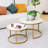 Ronik Round Shape Nesting Coffee Table for Living Room Marble Style Tabletop Gold Metal Frame
