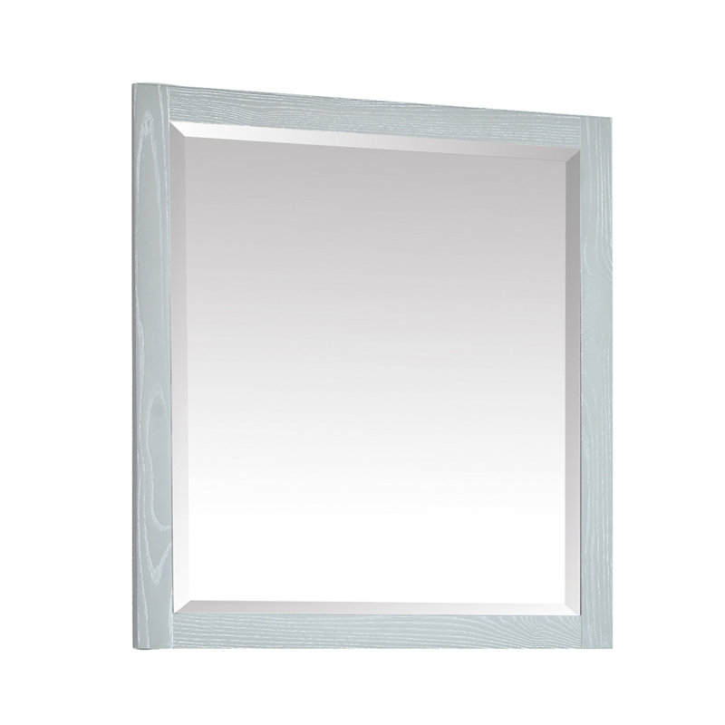 Anjelita Wood Rectangle Wall Mirror, 32" H x 28" W, Sea Salt Gray