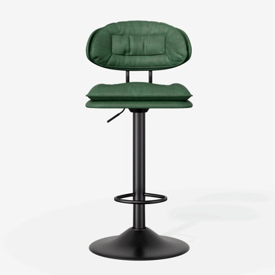 Ensemble de 2 tabourets de bar, tabourets de bar rembourrés ergonomiques avec dossier, tabourets de bar à double couche réglables pour la salle à manger, bar à domicile, îlot de cuisine, 2 tabourets (vert militaire)