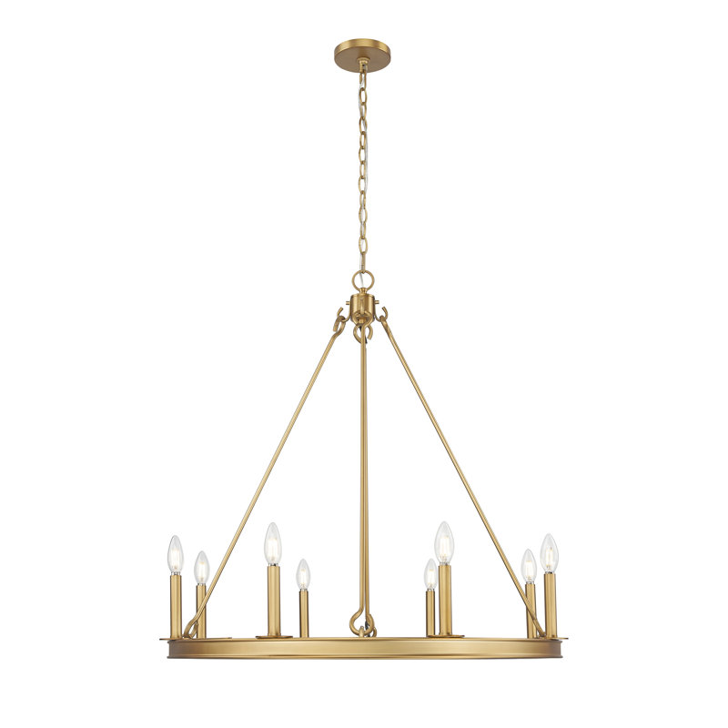 Parker 8 Light Chandelier in Rubbed Brass