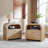 24" Fluted Nightstand With Charging Station And 2 Storage Drawers, Modern End Table With Open Shelves-1415810202