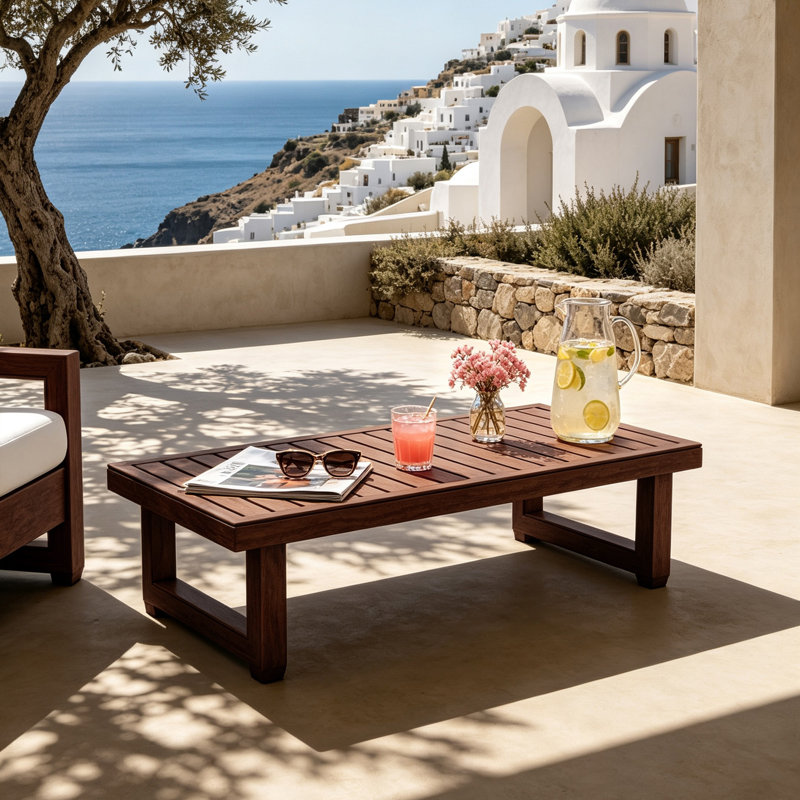 Rectangular Outdoor Coffee Table, Gray Tan 