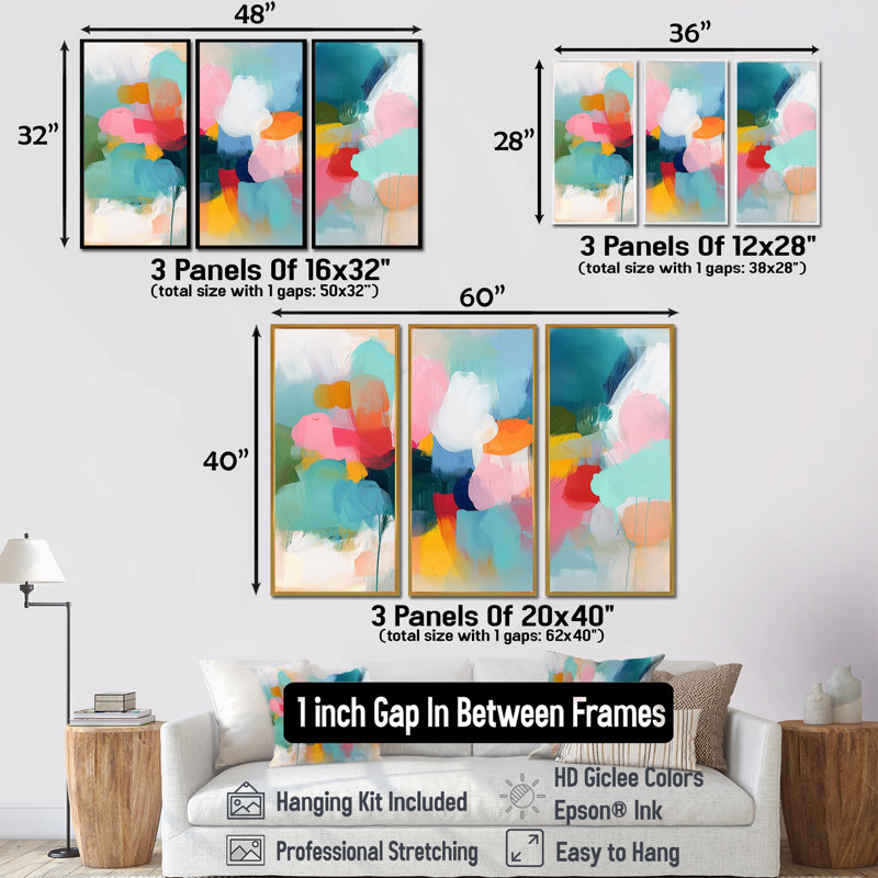 Corlin - ensemble d'art mural minimaliste, Toile naturelle avec cadre flottant, H 32 po x l 48 po x P 1 po