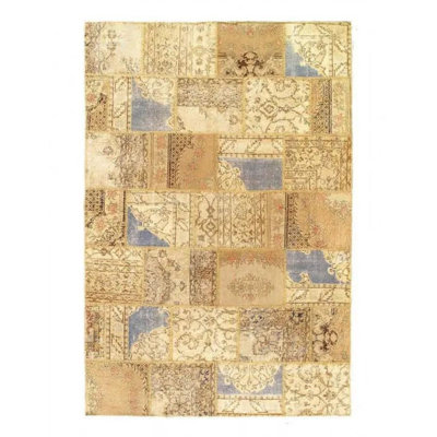 Canvello Beige Turkish Patchwork Area Rug 6' X 9'