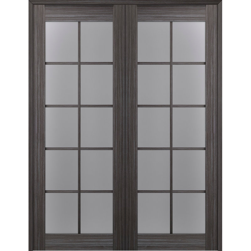 Porte française double pré-montée en verre givré Palladio Active 10-Lite, 48 po x 84 po, Blanc, Réversible