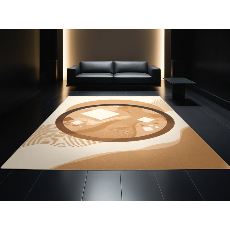 Machine Washable Kirkwood Miso Soup Modern Solid Color Rug in Brown – Beige Binding, 2x5