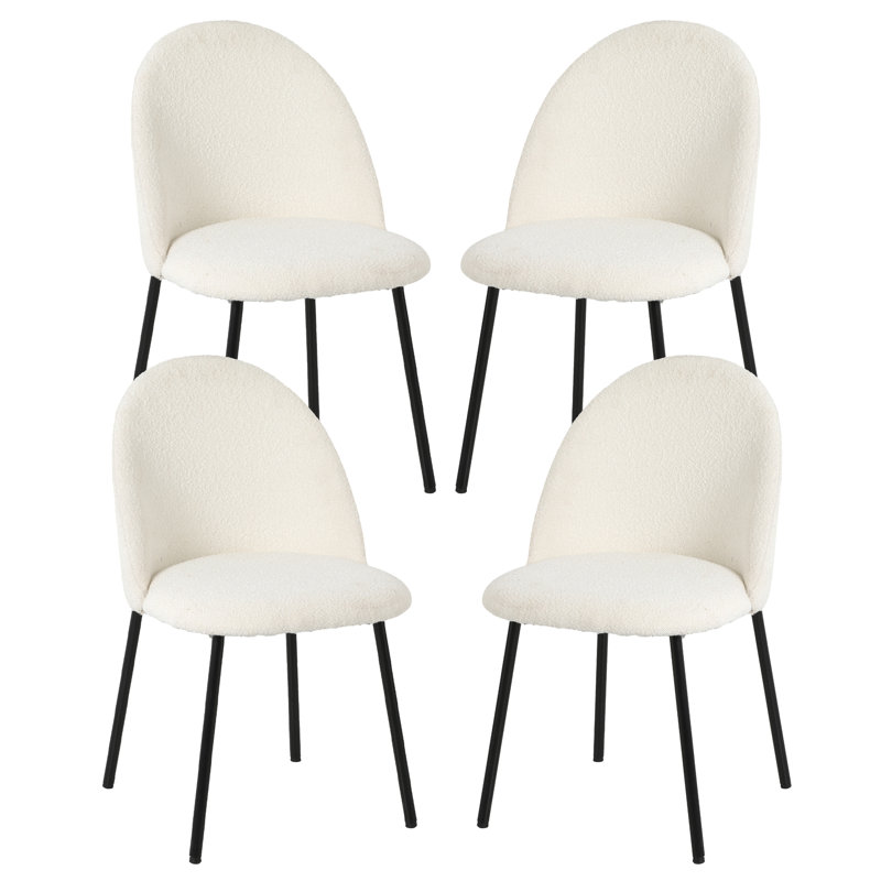 Ensemble de chaises de salle à manger White Boucle de 2/4/6, structure en métal noir, chaise de salle à manger moderne et confortable