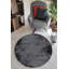 Camfort Black Striped Digital Print Cotton Polyester Non-Slip Area Rug-776757991