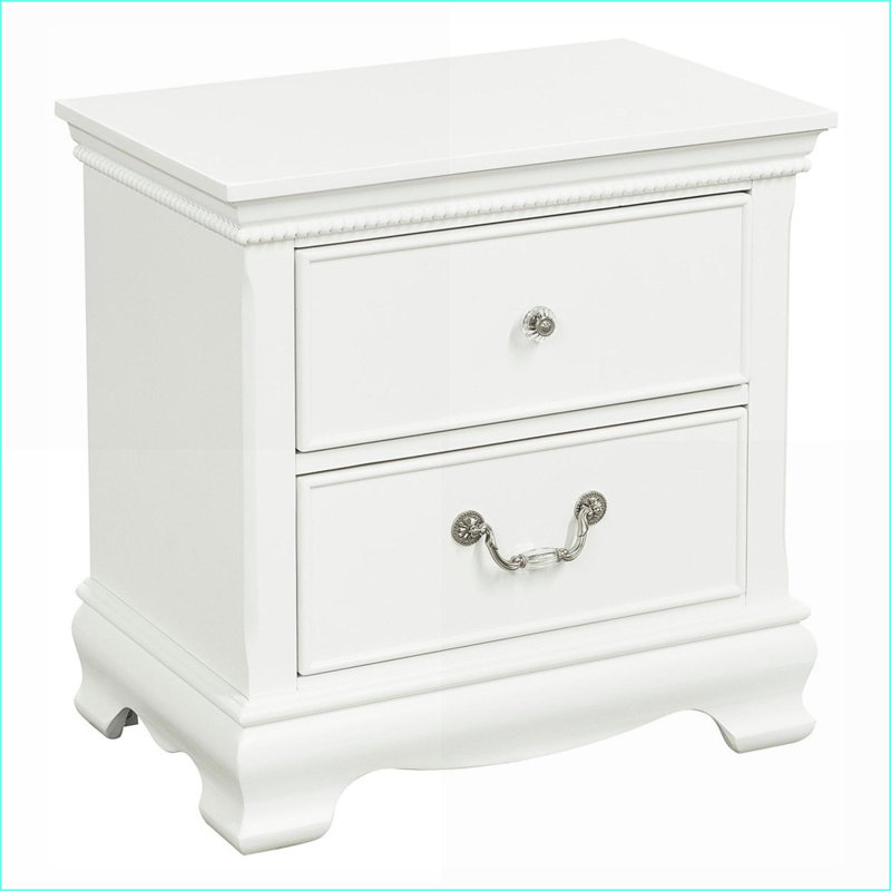 Table de chevet classique en bois blanc avec 5 tiroirs en queue d'aronde - sans assemblage