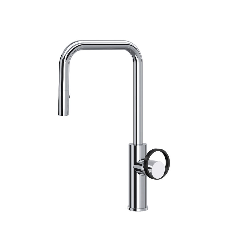 Eclissi™ Pull-Down Single Handle Kitchen Faucet With Accessories, Polished Chrome/Matte Black