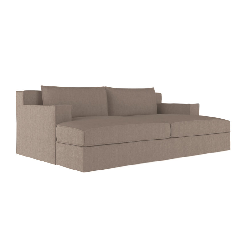 Mulberry Square Track-Arm Daybed with Flange Seam, Vintage Leather Blanc, Natural