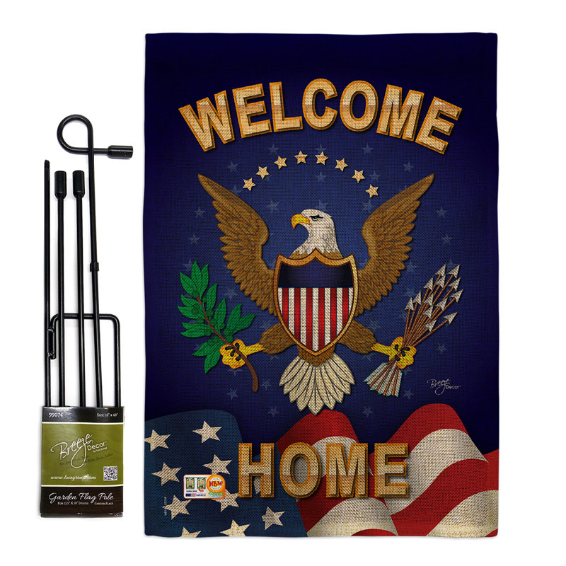 Double Sided 18.5'' H x 13'' W Burlap Flag Set