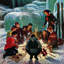 « apres ski bonfire », reproduction d’art sur toile tendue-689030873
