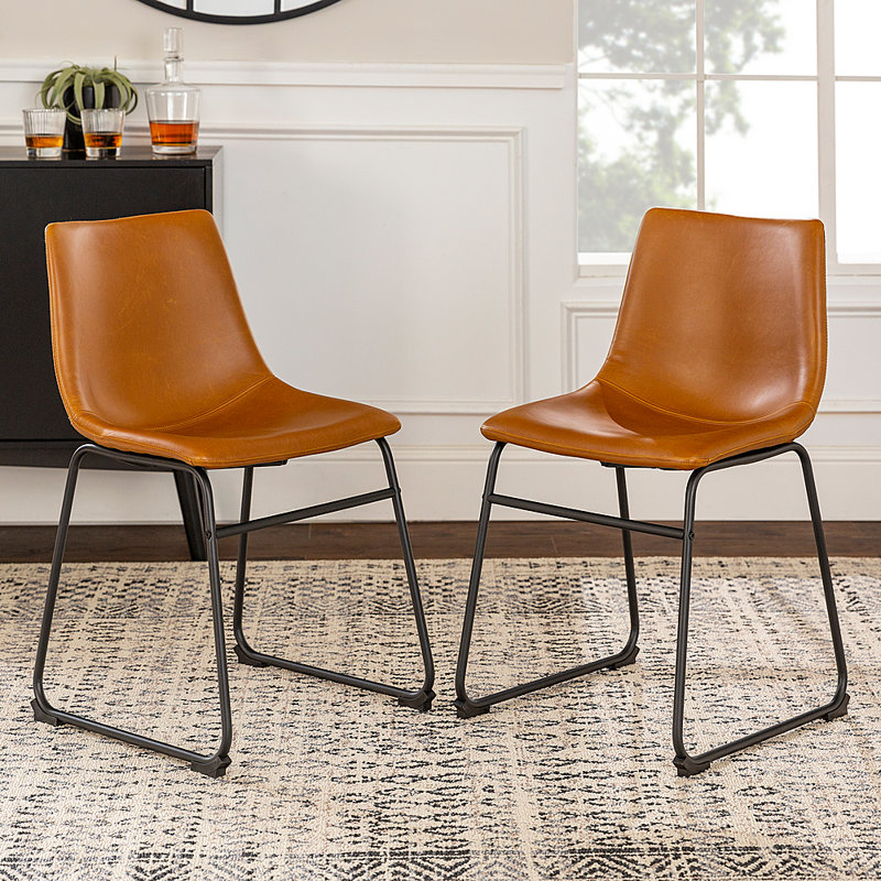 Chaise d'appoint rembourrée en métal Chronister, Orange / brun clair / orange