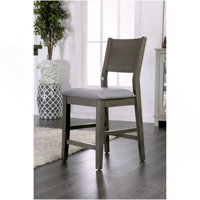 Ensemble de chaises de salle à manger grises à hauteur de comptoir rembourrées en tissu de 2 pièces