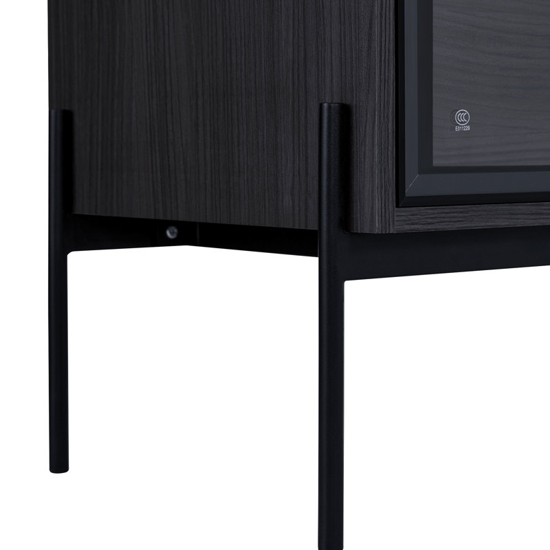 Armoire noire avec lumières à DEL et rangement en verre trempé - Élégante pour le salon, le bureau, la porte d'exposition illuminée de style moderne, la maison, le bureau,