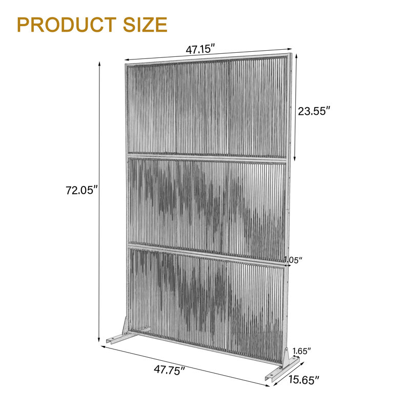 72.05''H x 47.75''W Modern Privacy Metal Screen Fence Panel, Grey